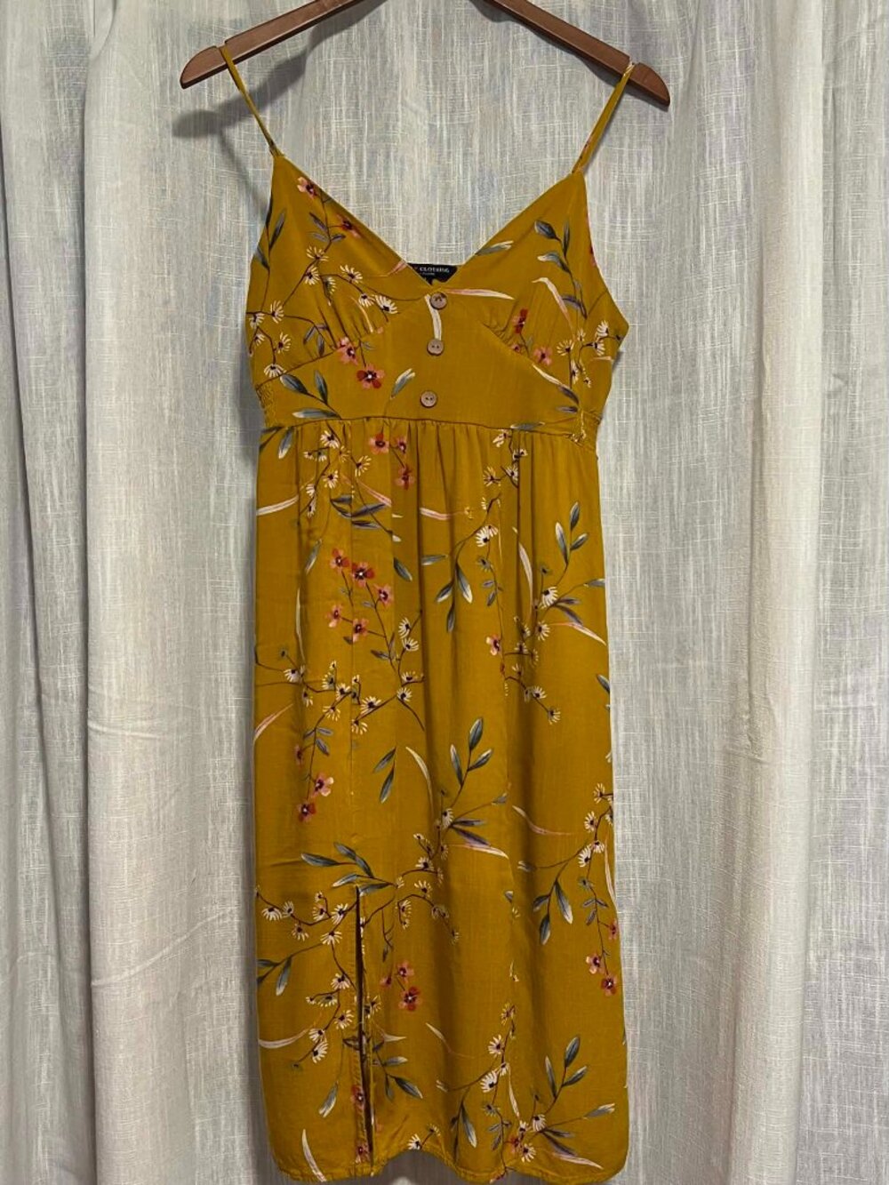 One Clothing LA Dress Spaghetti Strap Mustard Yellow Size L